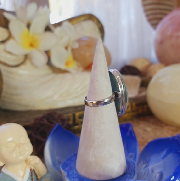 Larimar Emotional Healing Gemstone Ring US 7.5 (E2084)