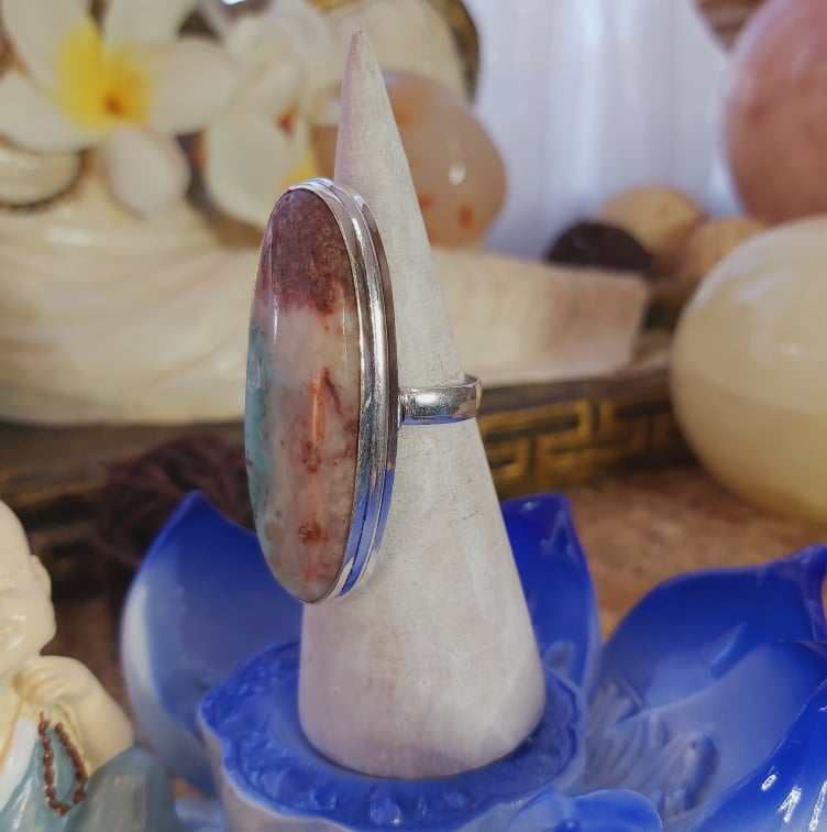 Larimar Emotional Healing Gemstone Ring US 9.5 (E2089)