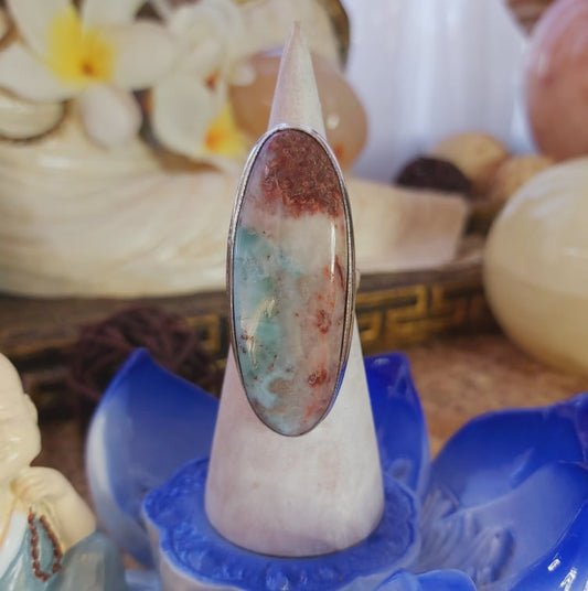 Larimar Emotional Healing Gemstone Ring US 9.5 (E2089)