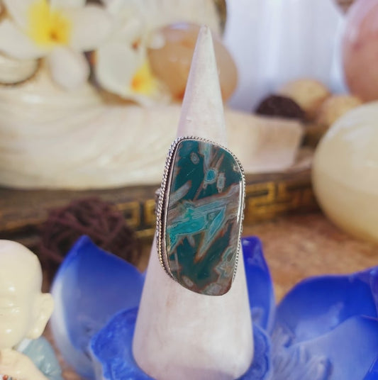 Agate Physical Wellbeing Gemstone Ring US 9 (E2093)