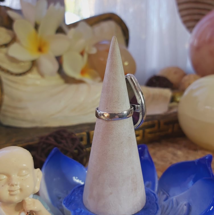 Rainbow Agate Physical Wellbeing Gemstone Ring US 6 (E2097)