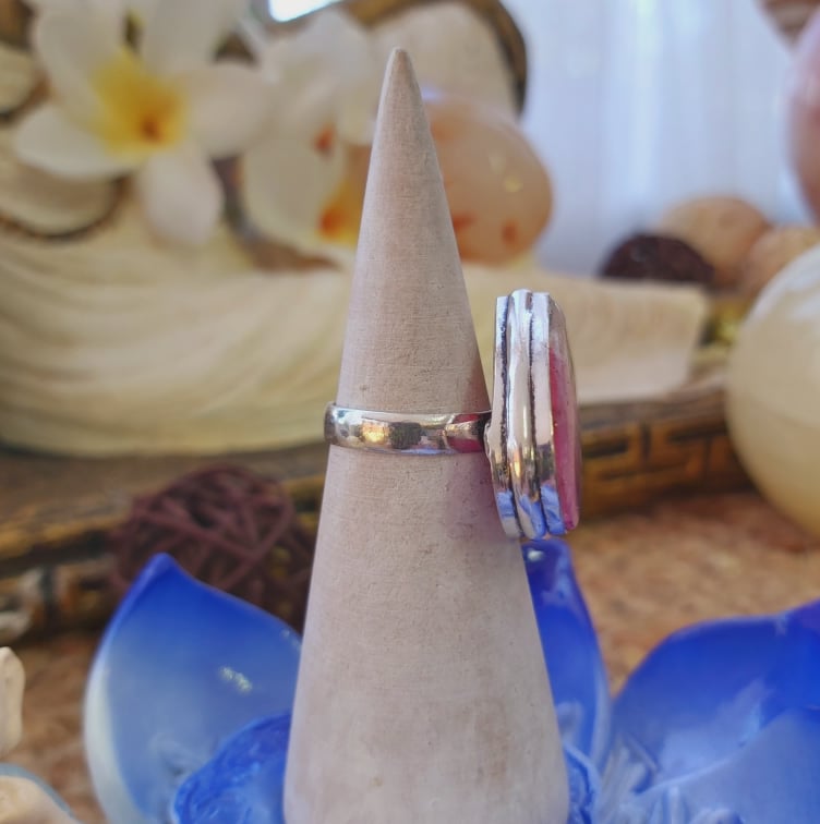 Rainbow Agate Physical Wellbeing Gemstone Ring US 7 (E2100)