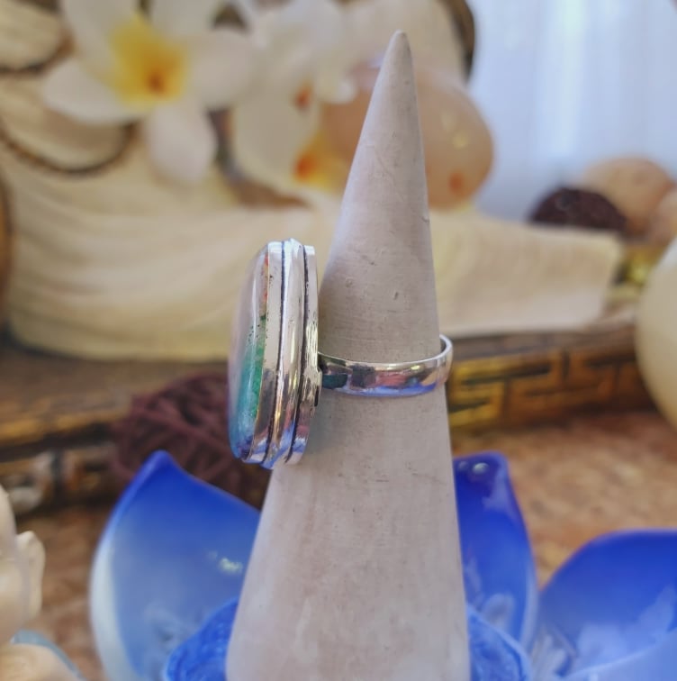 Rainbow Agate Physical Wellbeing Gemstone Ring US 7 (E2100)