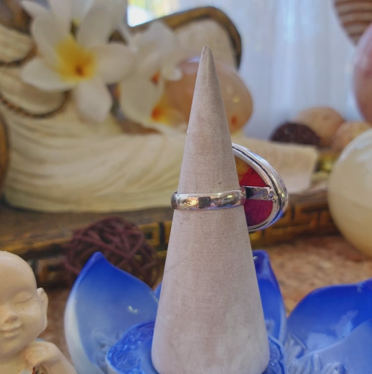 Rainbow Agate Physical Wellbeing Gemstone Ring US 7 (E2100)