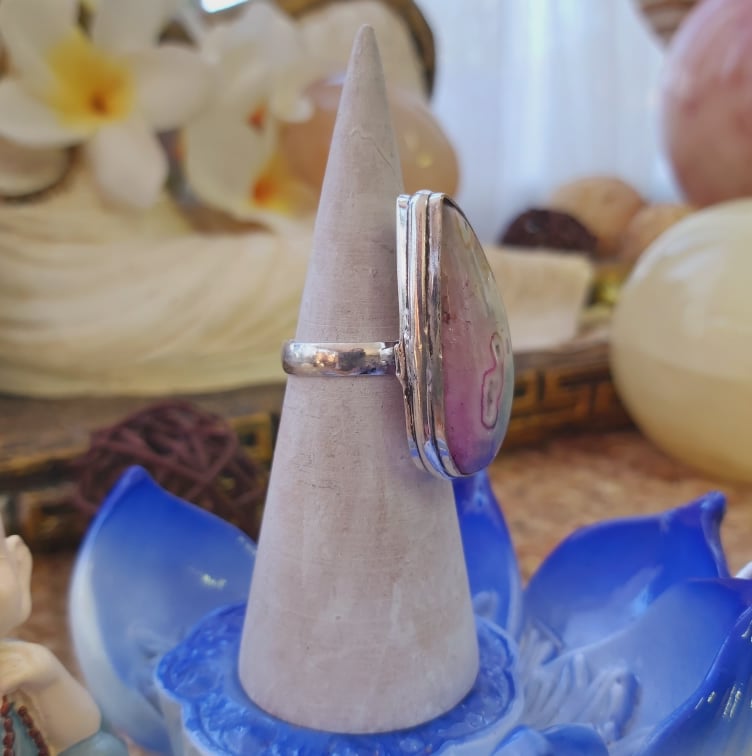 Rainbow Agate Physical Wellbeing Gemstone Ring US 8 (E2102)