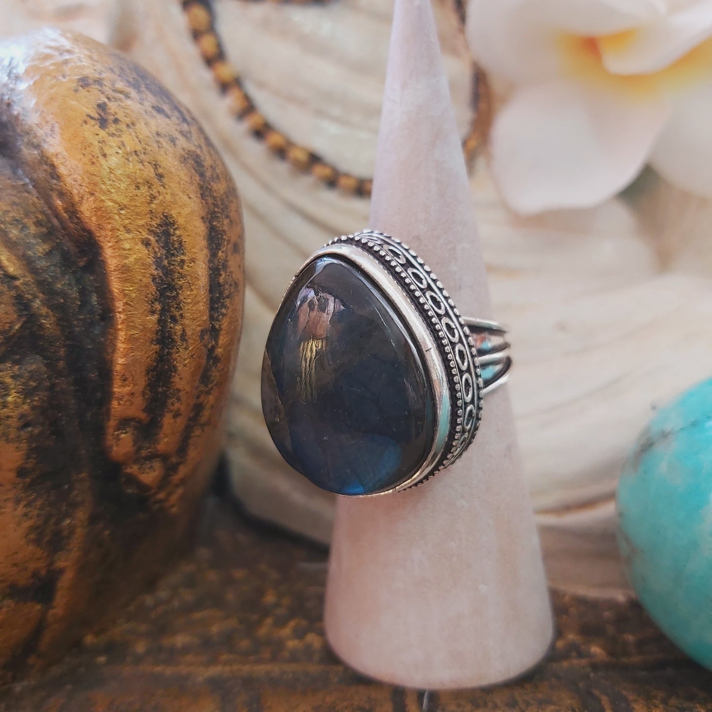 Labradorite Inner Spirit Gemstone Ring US 9 (E2150)