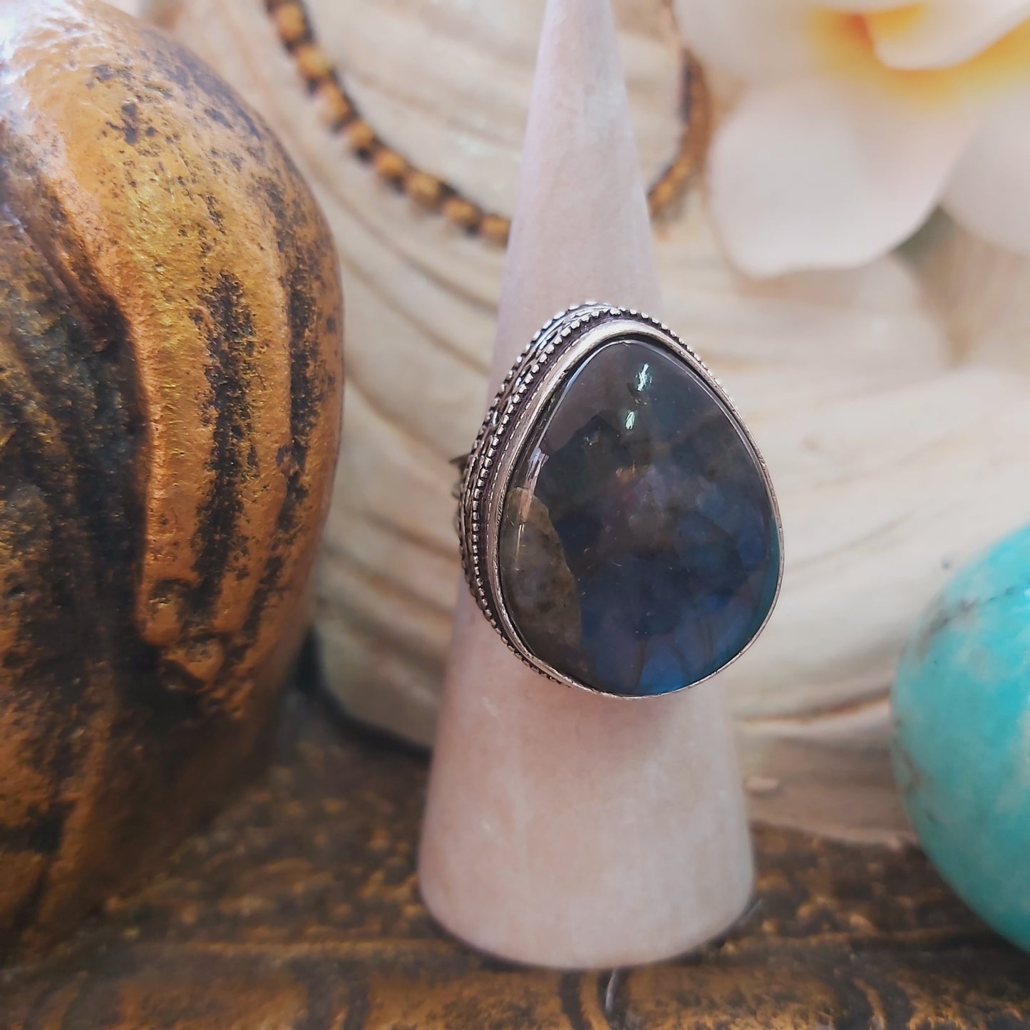 Labradorite Inner Spirit Gemstone Ring US 9 (E2150)
