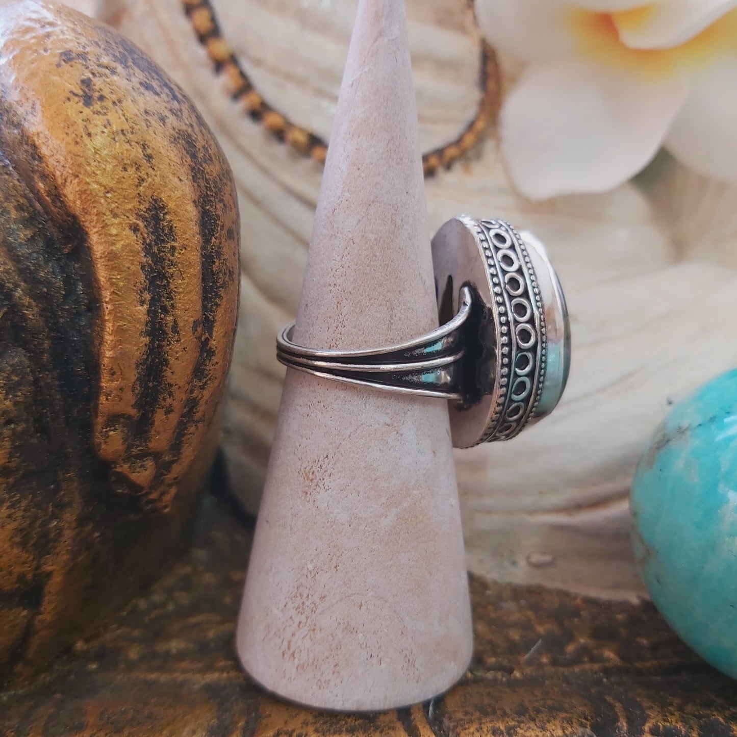 Labradorite Inner Spirit Gemstone Ring US 9 (E2150)