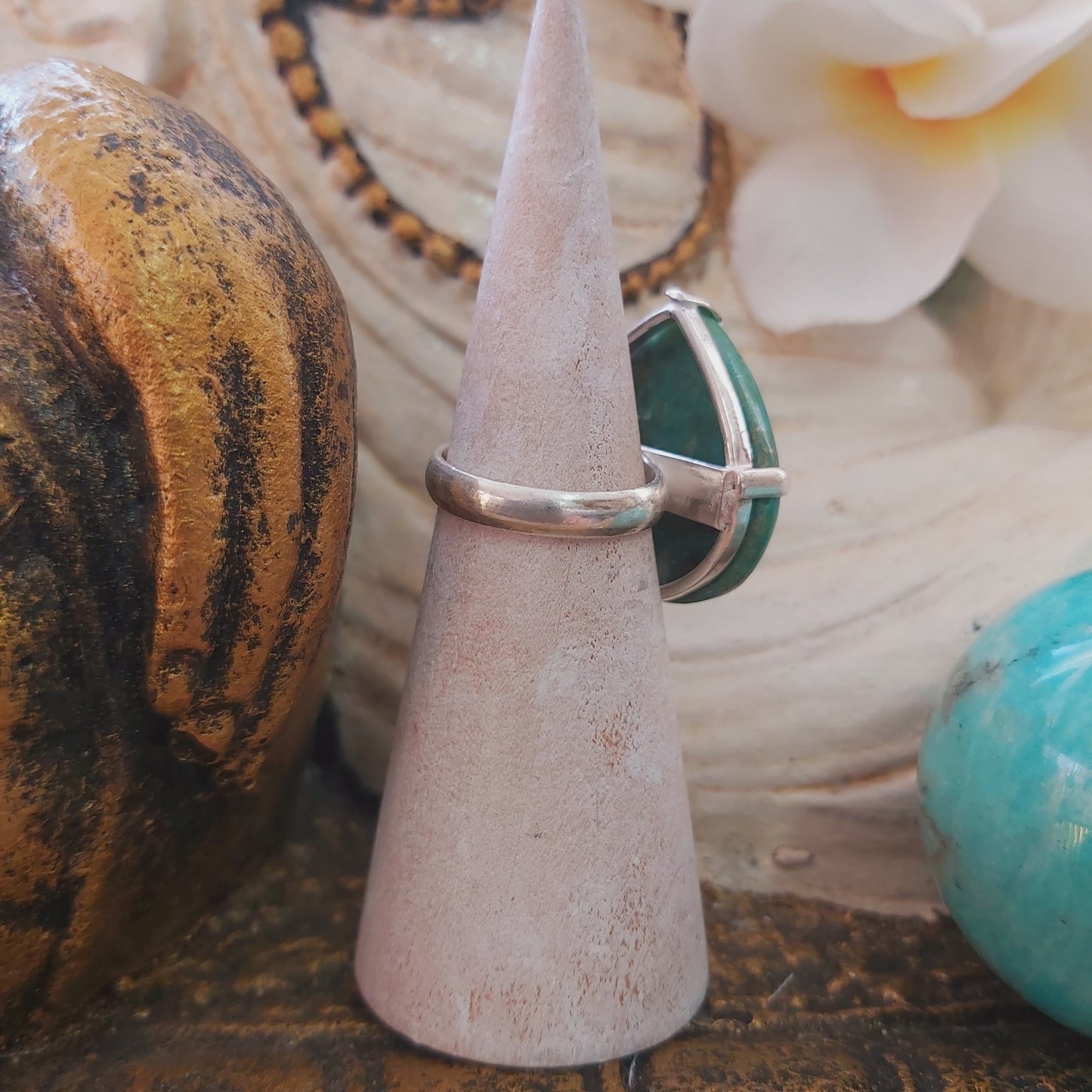 Chrysocolla Heart Chakra Gemstone Ring US 6 (E2151)