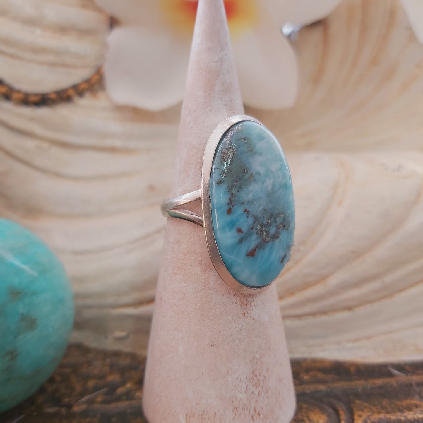 Larimar Emotional Healing Gemstone Ring US 7 (E2163)
