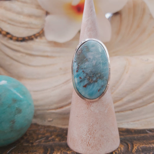 Larimar Emotional Healing Gemstone Ring US 7 (E2163)
