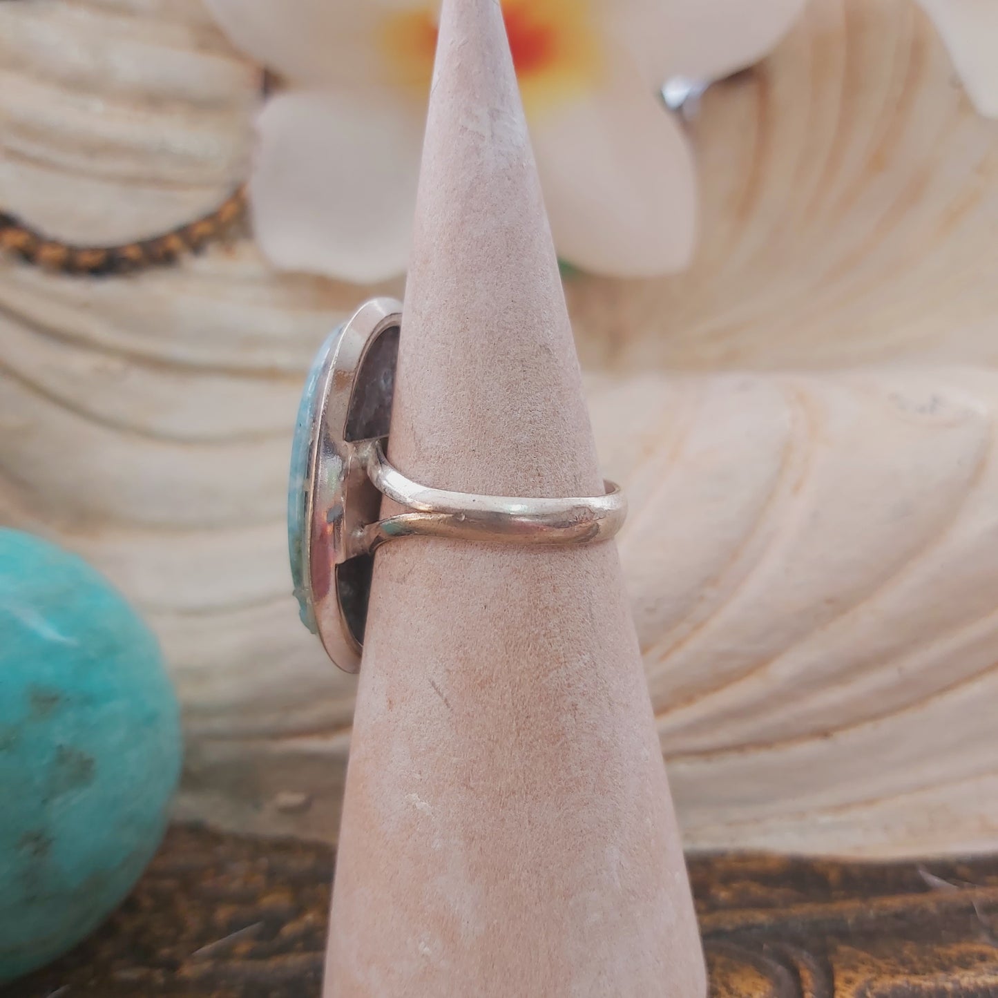 Larimar Emotional Healing Gemstone Ring US 7 (E2163)