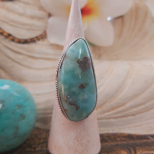 Larimar Emotional Healing Gemstone Ring US 8 (E2167)