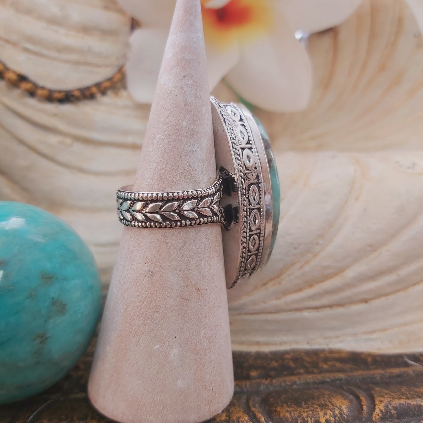 Larimar Emotional Healing Gemstone Ring US 8 (E2167)