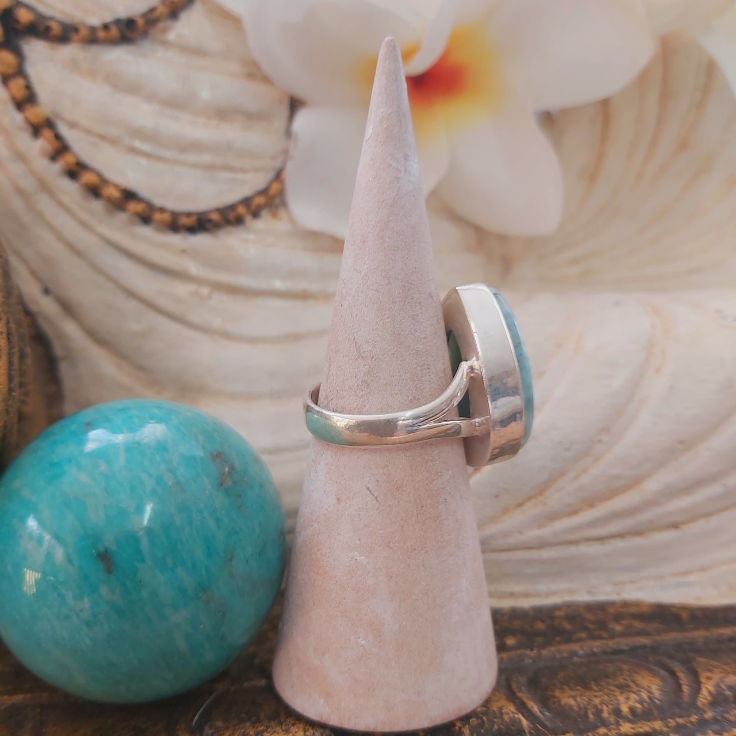 Larimar Emotional Healing Gemstone Ring US 9 (E2178)