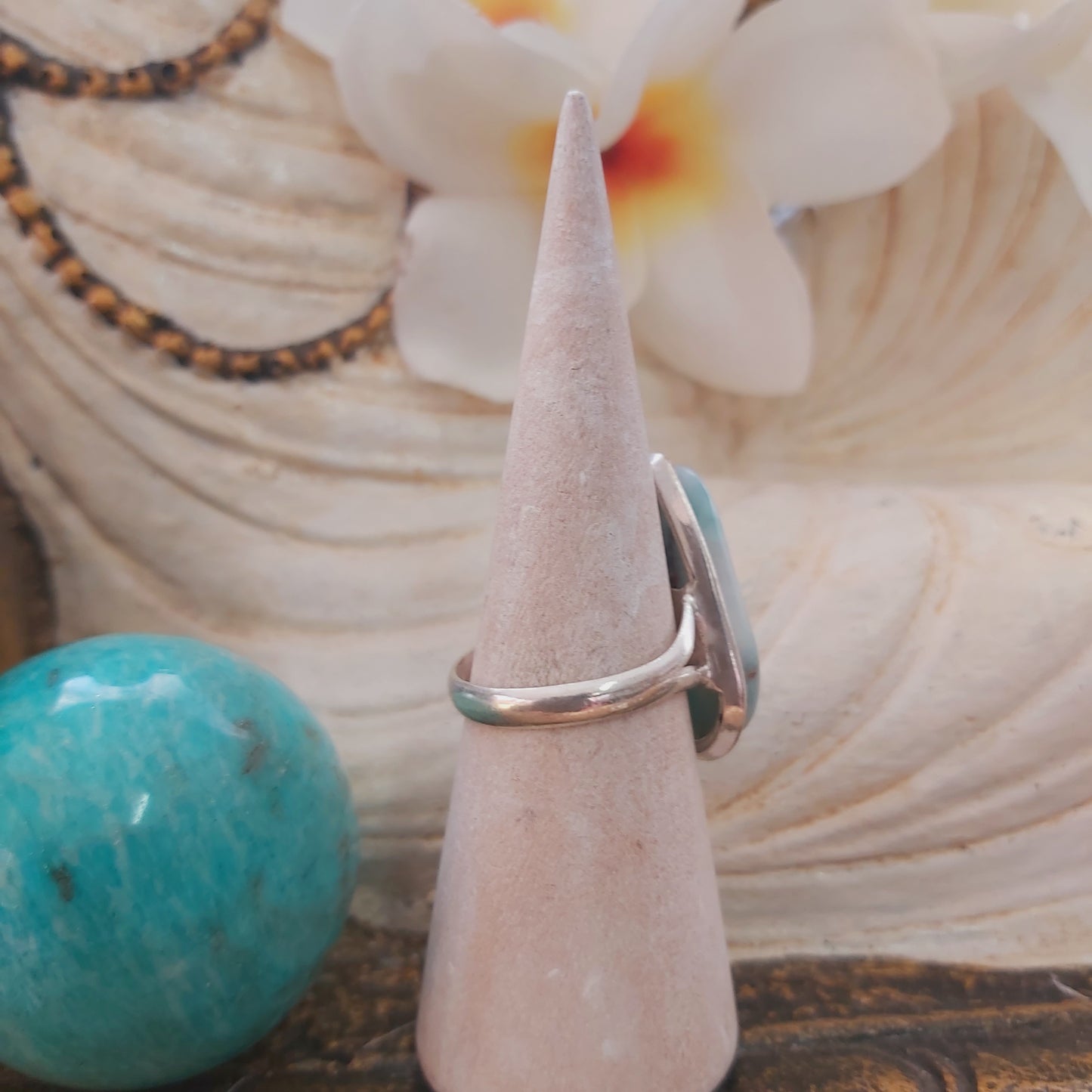 Larimar Emotional Healing Gemstone Ring US 9 (E2180)