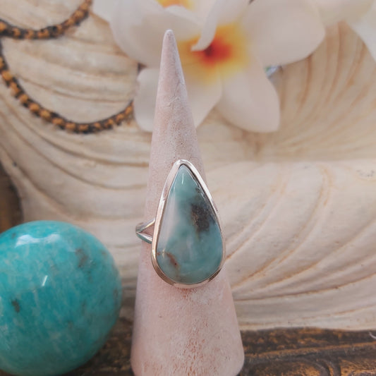 Larimar Emotional Healing Gemstone Ring US 9 (E2180)