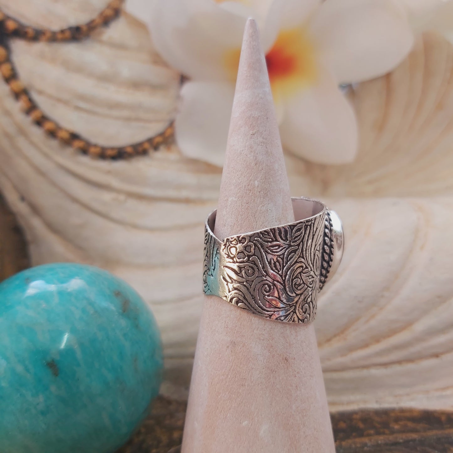 Amethyst Soul Star Protection Gemstone Ring Size US 8.5 (E2187)