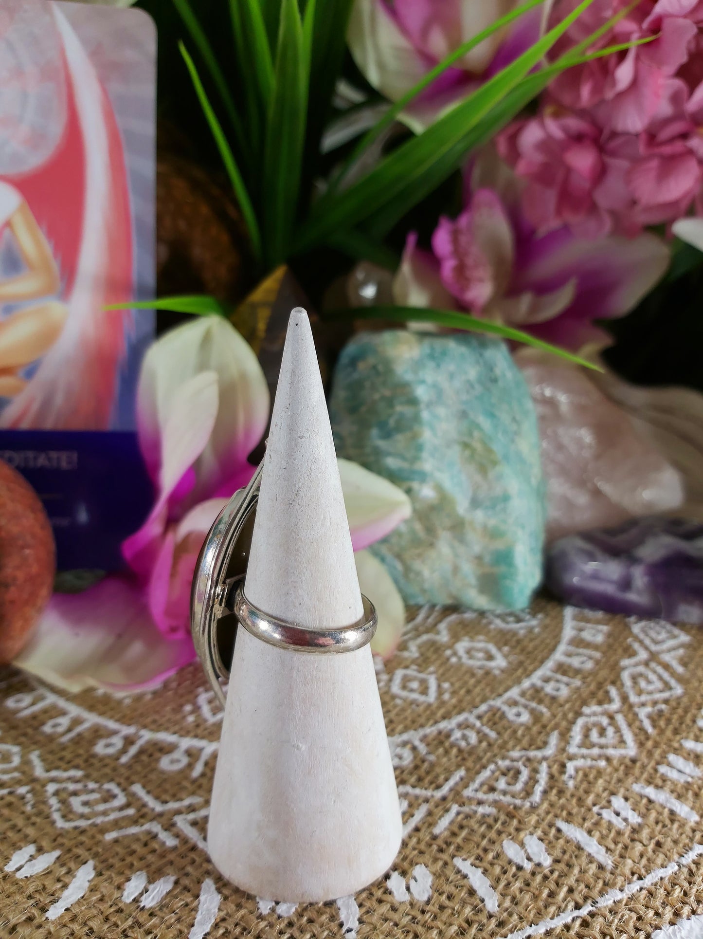 Tiger Eye Earth Star Ring Size US 8 (E219)