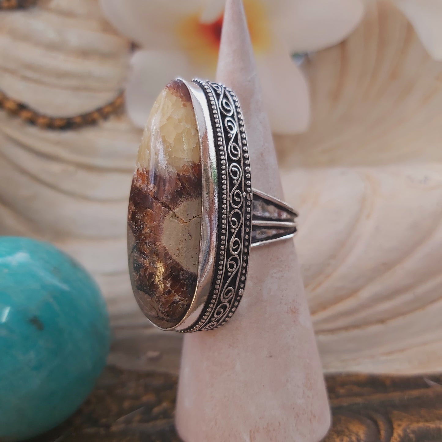 Serpentine Gemstone Ring US 6.5 (E2191)