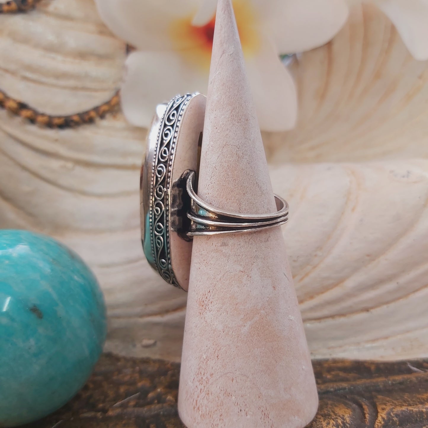 Serpentine Gemstone Ring US 6.5 (E2191)