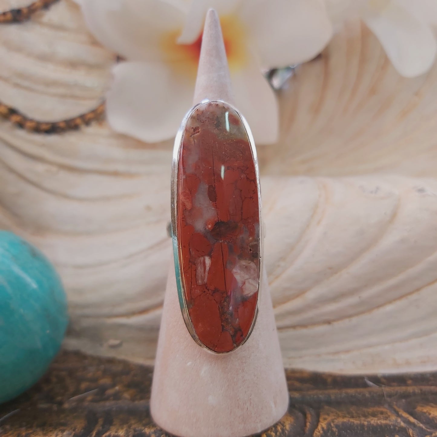 Red Jasper Empowerment Gemstone Ring US 8 (E2194)