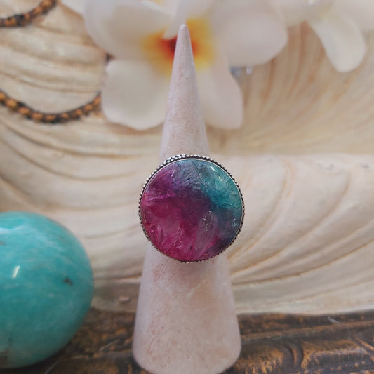 Rainbow Agate Physical Wellbeing Gemstone Ring US 7 (E2221)