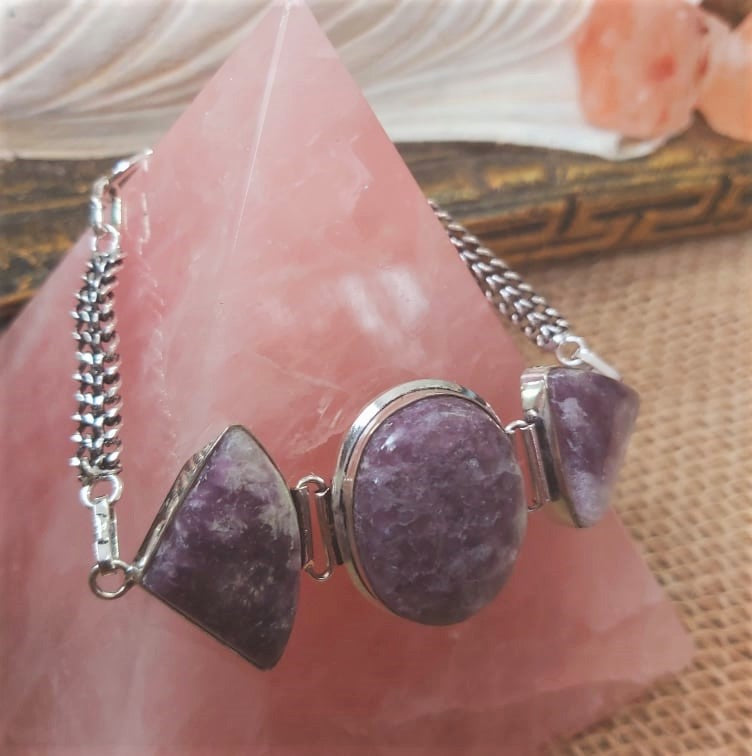 Lepidolite Happiness Crystal Bracelet 22.5 cm (E2246)