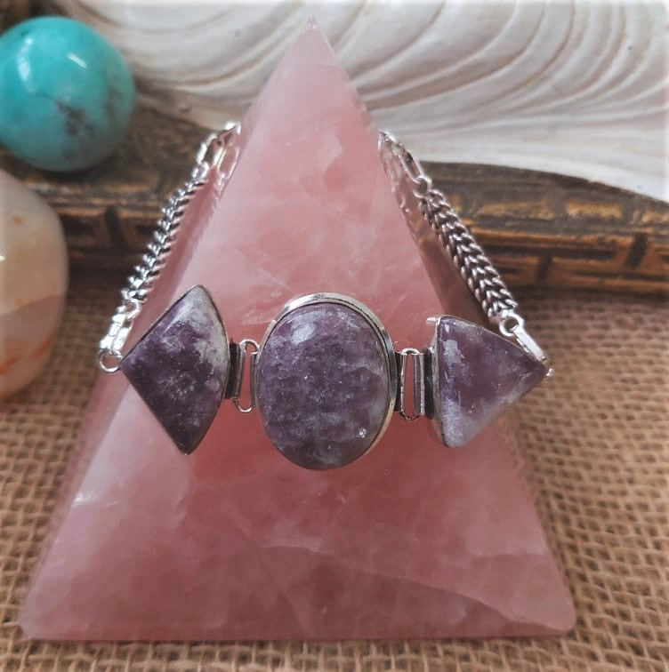 Lepidolite Happiness Crystal Bracelet 22.5 cm (E2246)