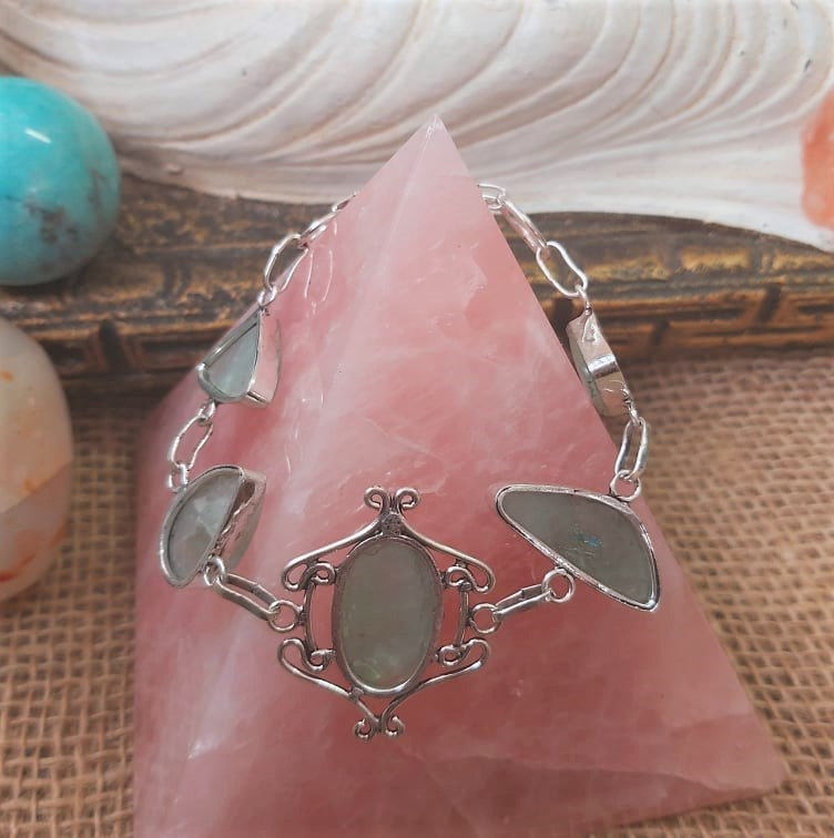 Aquamarine Stone of Courage Gemstone Bracelet 20 cm (E2249)