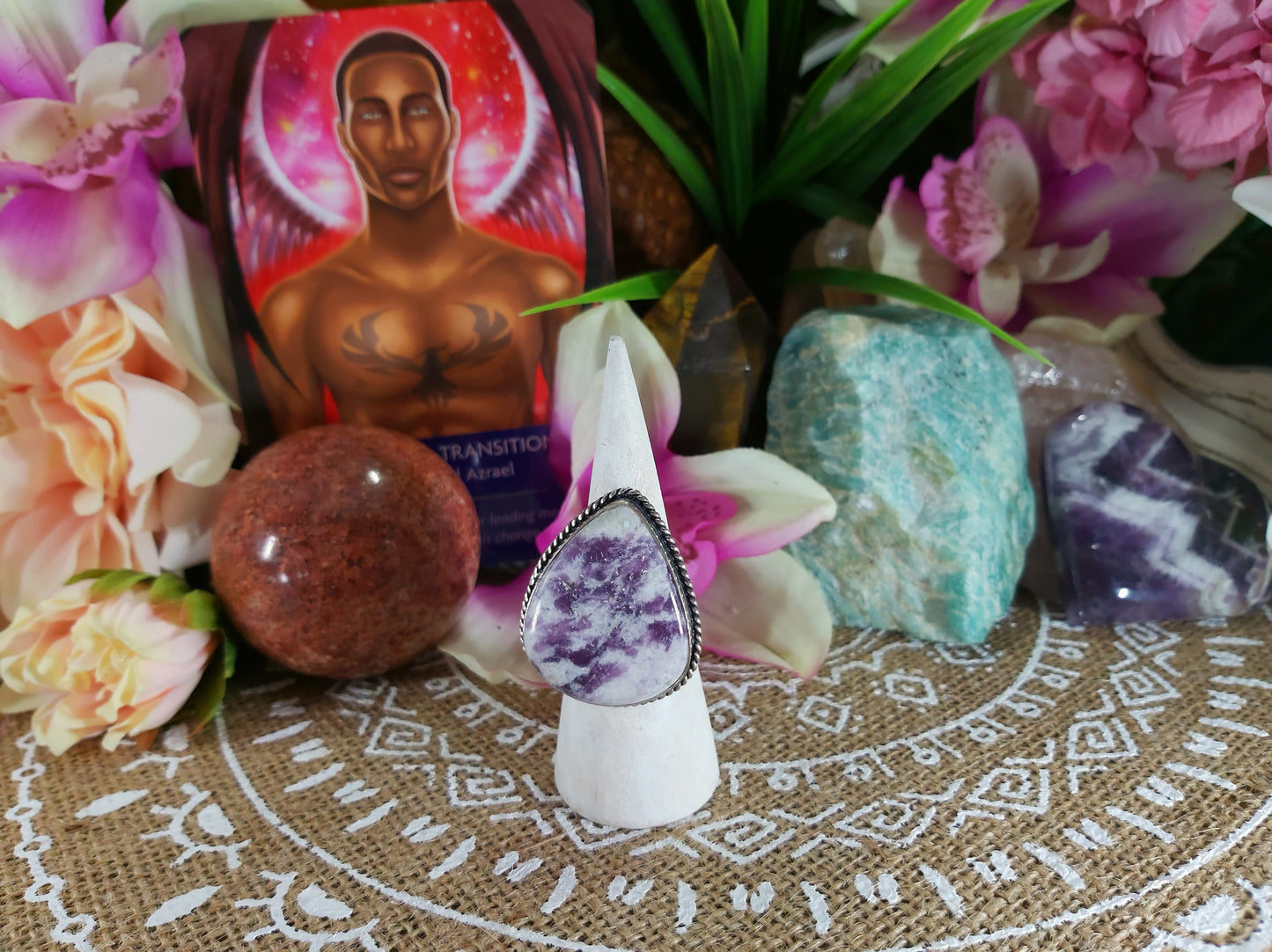 Lepidolite Meditation Ring Size US 7.5 (E227)