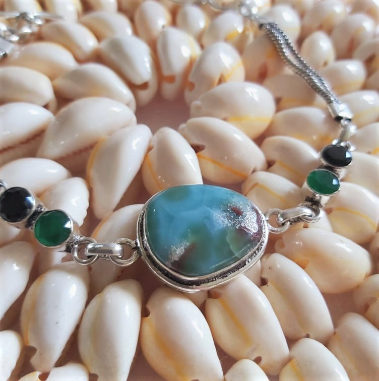 Larimar Goddess Gemstone Bracelet 21 cm (E2301)
