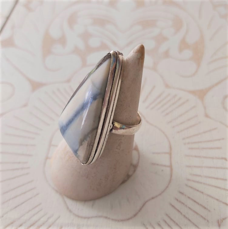 Owyhee Blue Opal Angelic Gemstone Ring US 7.5 (E2317)
