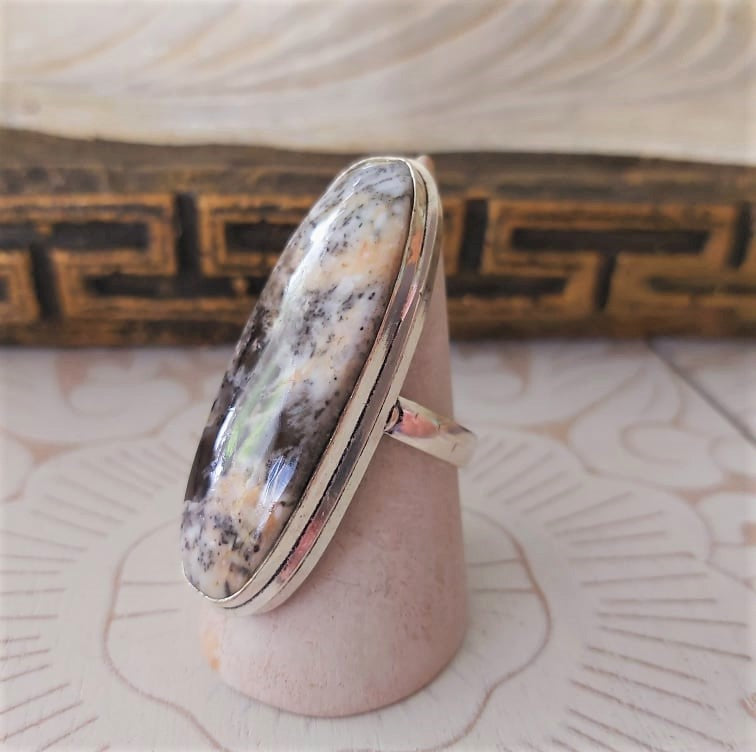 Dendritic Opal Spiritual Growth Ring US 9.5 (E2322)