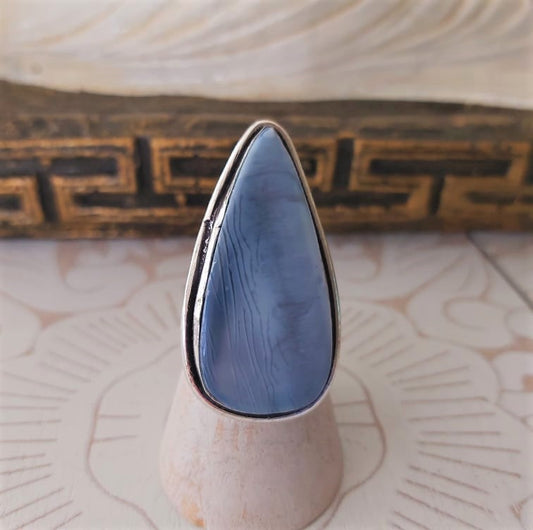 Owyhee Blue Opal Angelic Gemstone Ring US 8 (E2323)