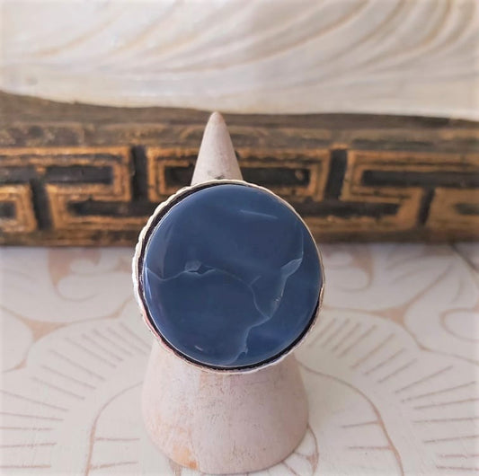 Owyhee Blue Opal Angelic Gemstone Ring US 8.5 (E2324)