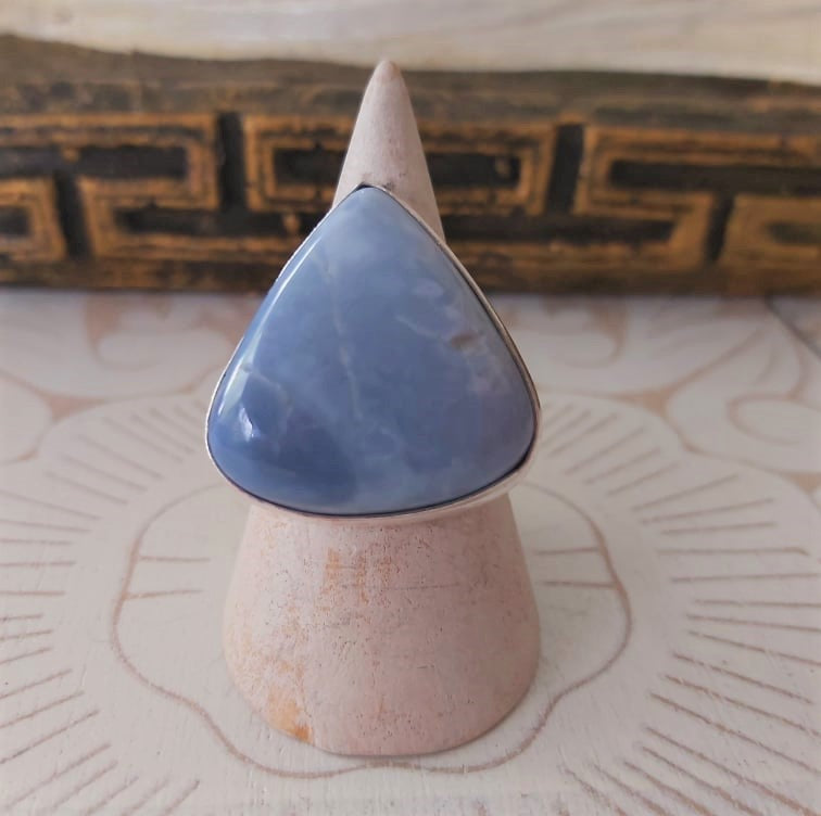 Owyhee Blue Opal Angelic Gemstone Ring US 10 (E2325)