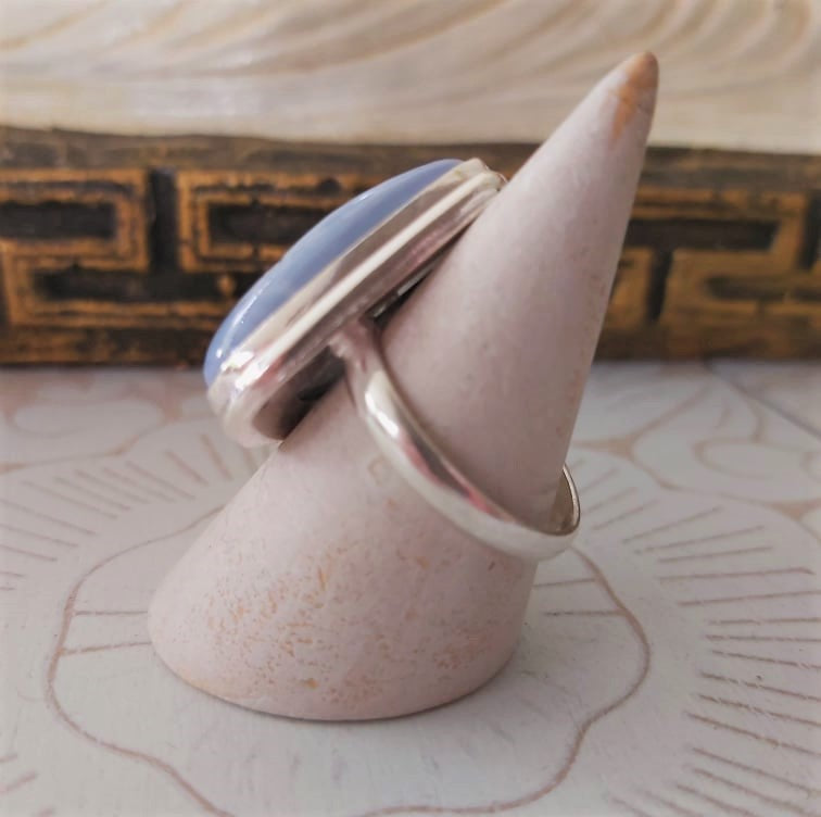 Owyhee Blue Opal Angelic Gemstone Ring US 10 (E2325)