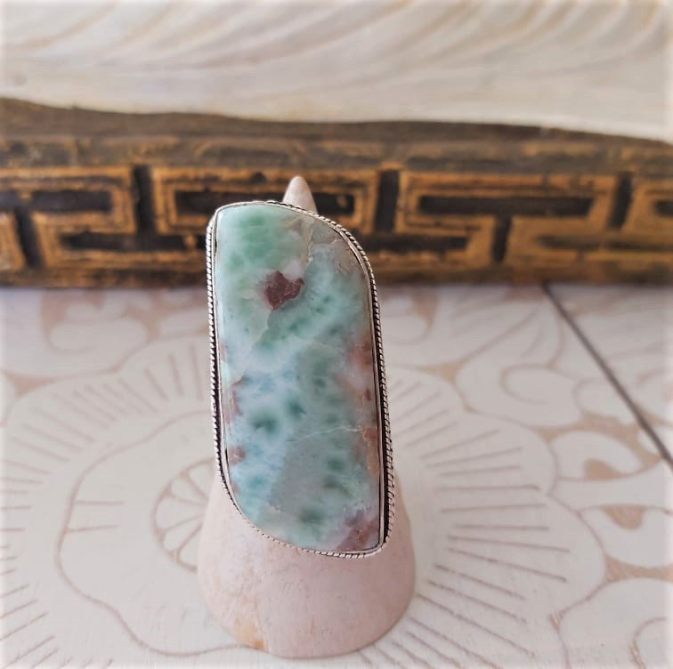 Larimar Emotional Healing Gemstone Ring US 9 (E2338)