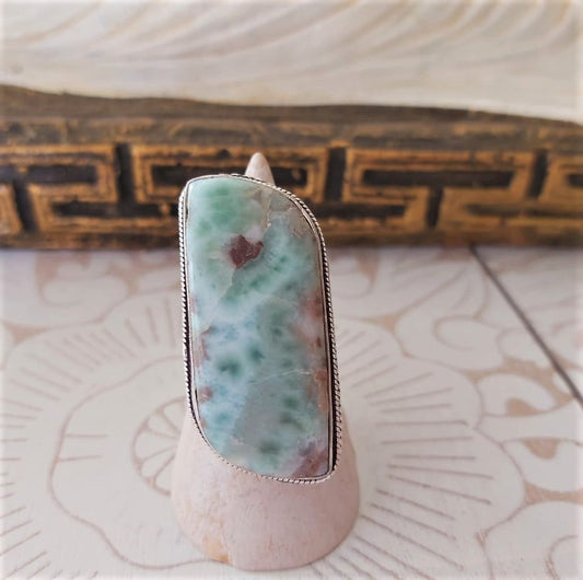 Larimar Emotional Healing Gemstone Ring US 9 (E2338)