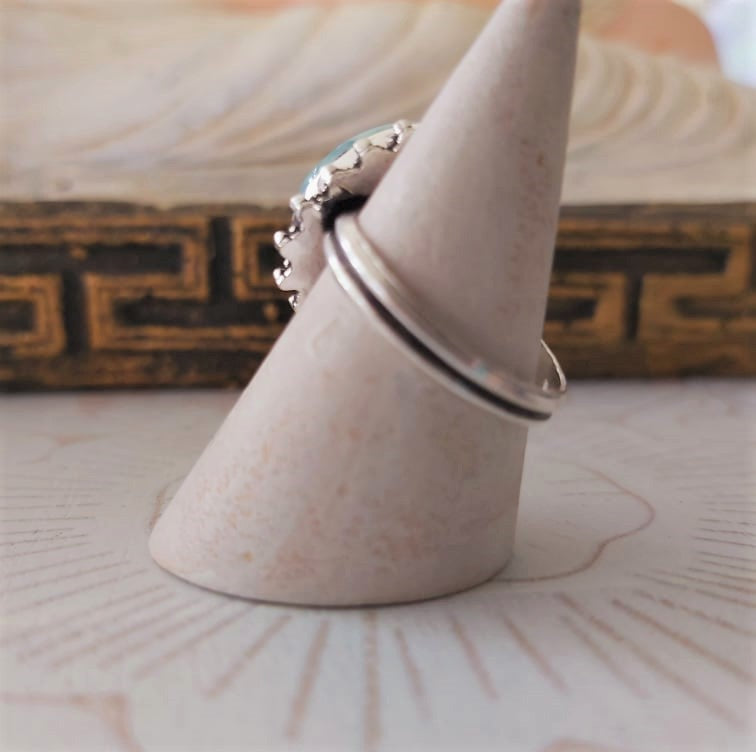Larimar Emotional Healing Gemstone Ring US 9 (E2339)