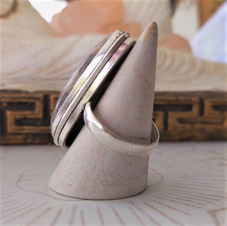 Larimar Emotional Healing Gemstone Ring US 10 (E2341)