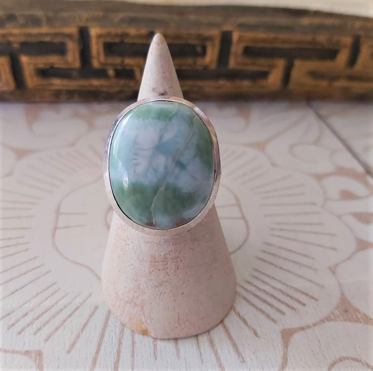 Larimar Emotional Healing Gemstone Ring US 10 (E2342)