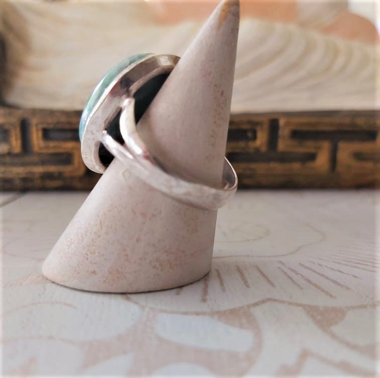 Larimar Emotional Healing Gemstone Ring US 10 (E2342)