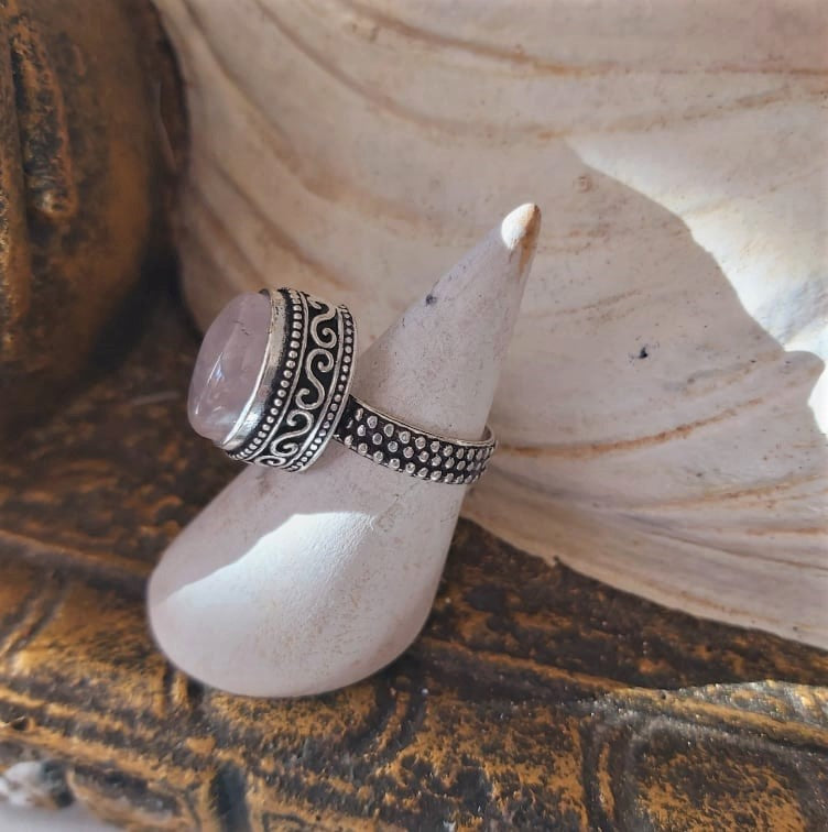 Rose Quartz True Love & Compassion Ring Size US 7.5 (E2360)