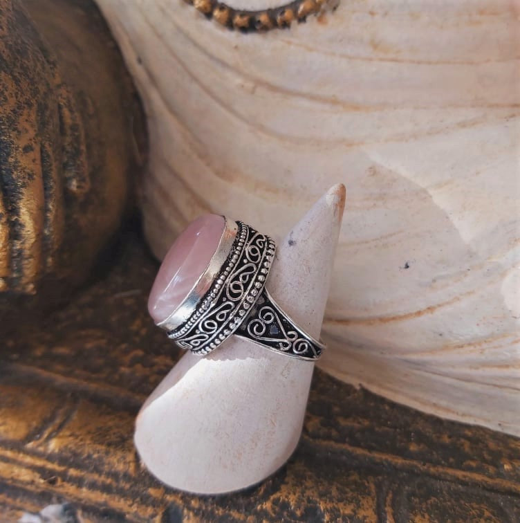 Rose Quartz True Love & Compassion Ring Size US 7.5 (E2361)