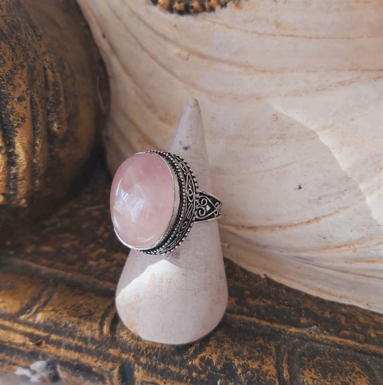 Rose Quartz True Love & Compassion Ring Size US 7.5 (E2361)