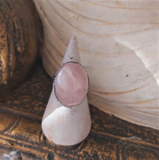 Rose Quartz True Love & Compassion Ring Size US 7.5 (E2361)