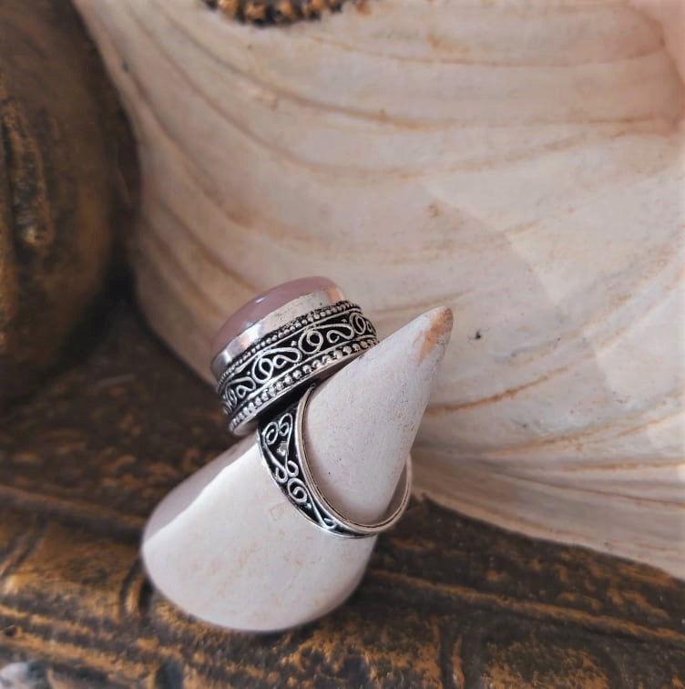 Rose Quartz True Love & Compassion Ring Size US 7.5 (E2361)