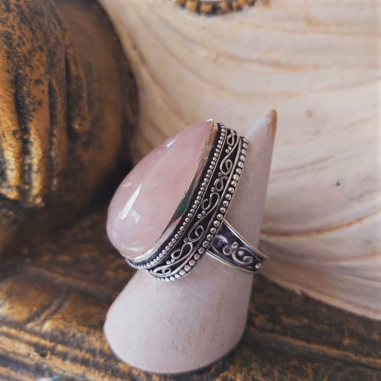 Rose Quartz True Love & Compassion Ring Size US 9 (E2364)